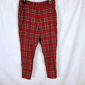 Hot Topic Flat Front Red Plaid Pants  Women's Medium.